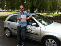 David passing his test with a one week residential driving course.